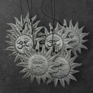 Spooniques Celestial Sun Face Wind Chime Vintage Silver Tone Hanging Decor 6 Sun